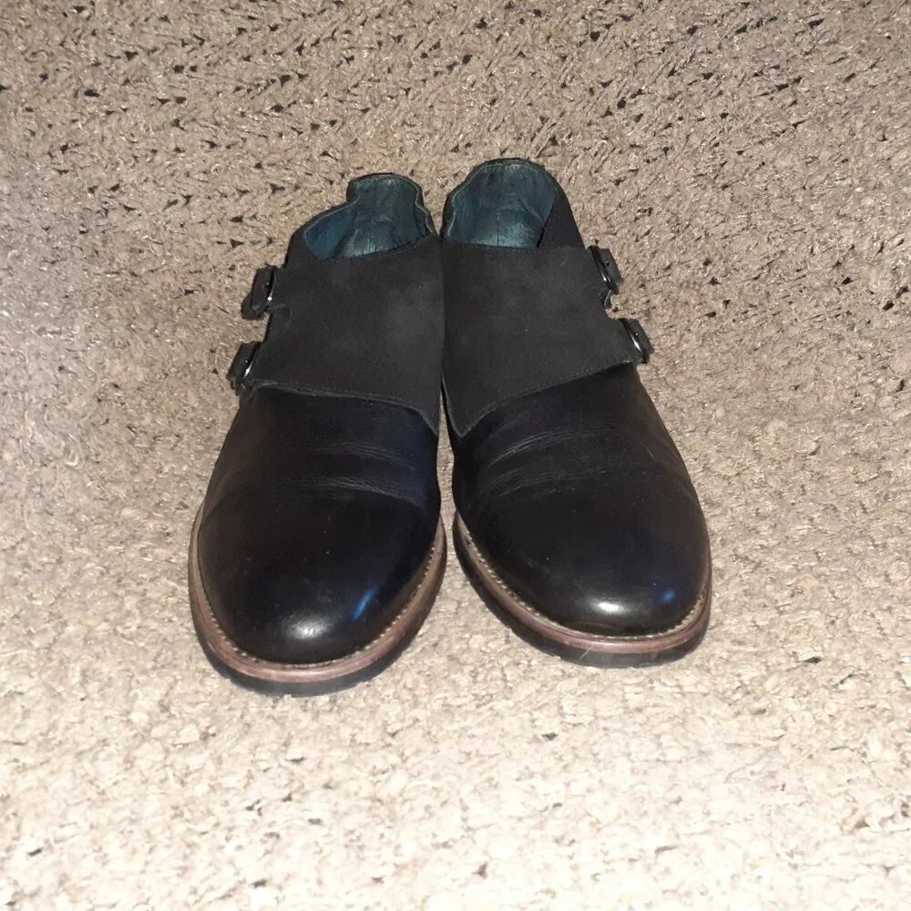 ZANZARA-Napoli Chukka Boot-Double Monk Strap-Black Leather/Suede-Sz 11-Excellent